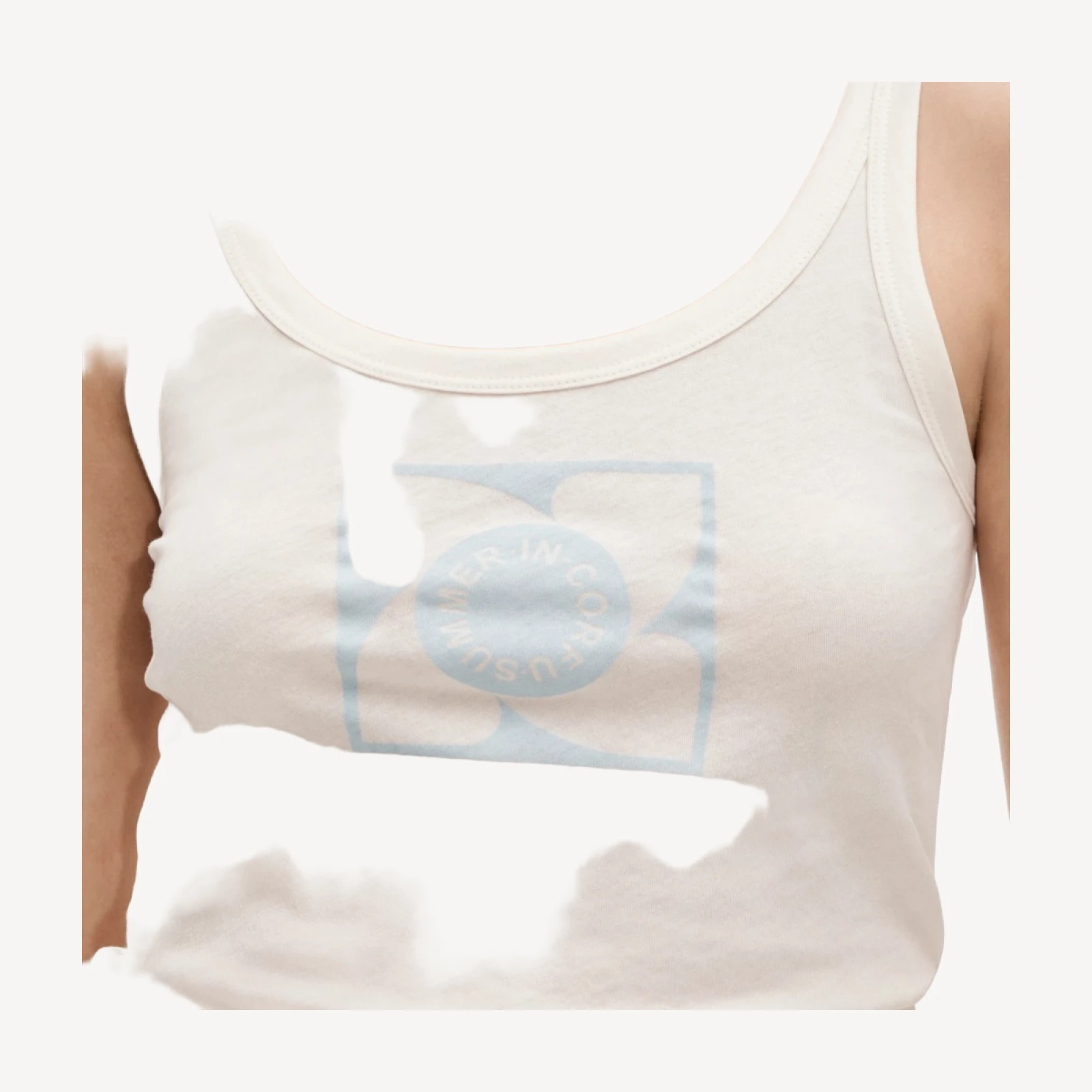 Feather jersey "Summer in Corfu" graphic tank top