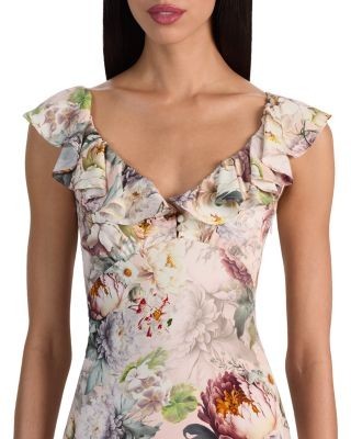 Alice and Olivia Gemma Ruffled Midi Dress