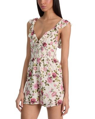 Alice and Olivia Gemma Embroidered Eyelet Romper