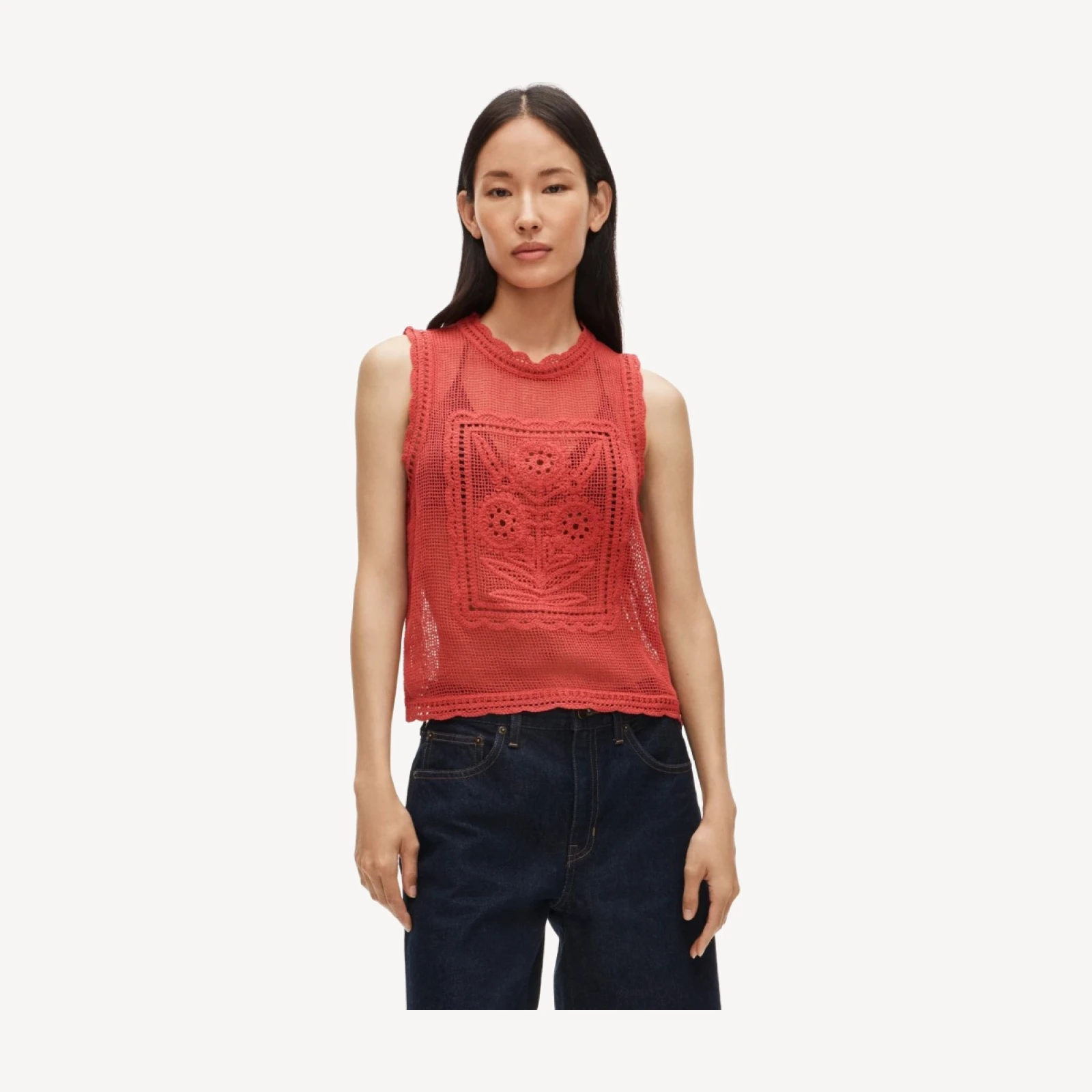 Crochet floral tank top