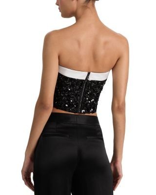 Alice and Olivia Katya Sequin Tweed Crop Top