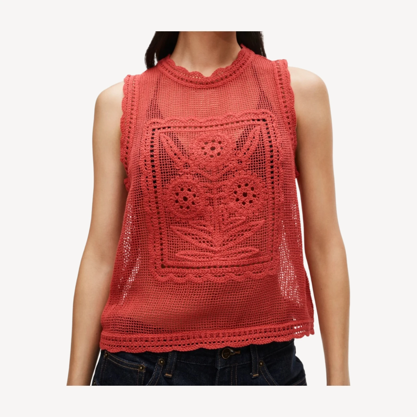 Crochet floral tank top