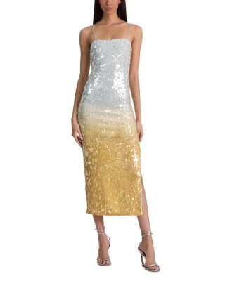 Alice and Olivia Fifi Sequin Fitted Midi Dress