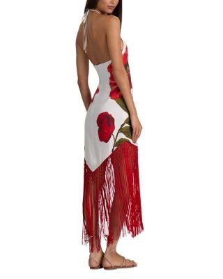 Alice and Olivia Mallory Halter Fringe Hem Dress