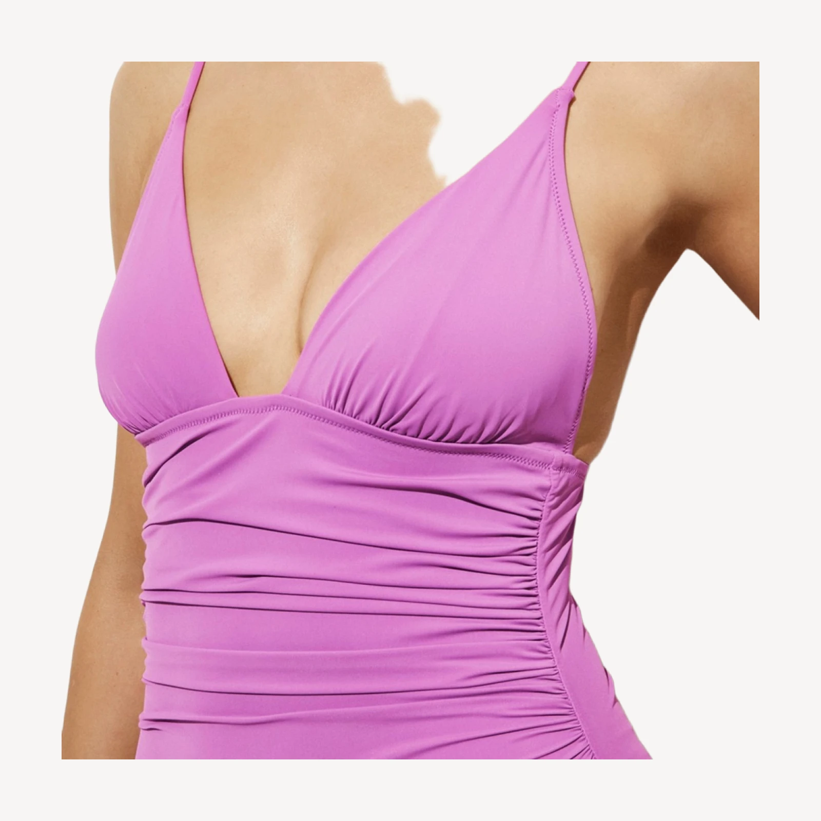 Ruched V-neck one-piece