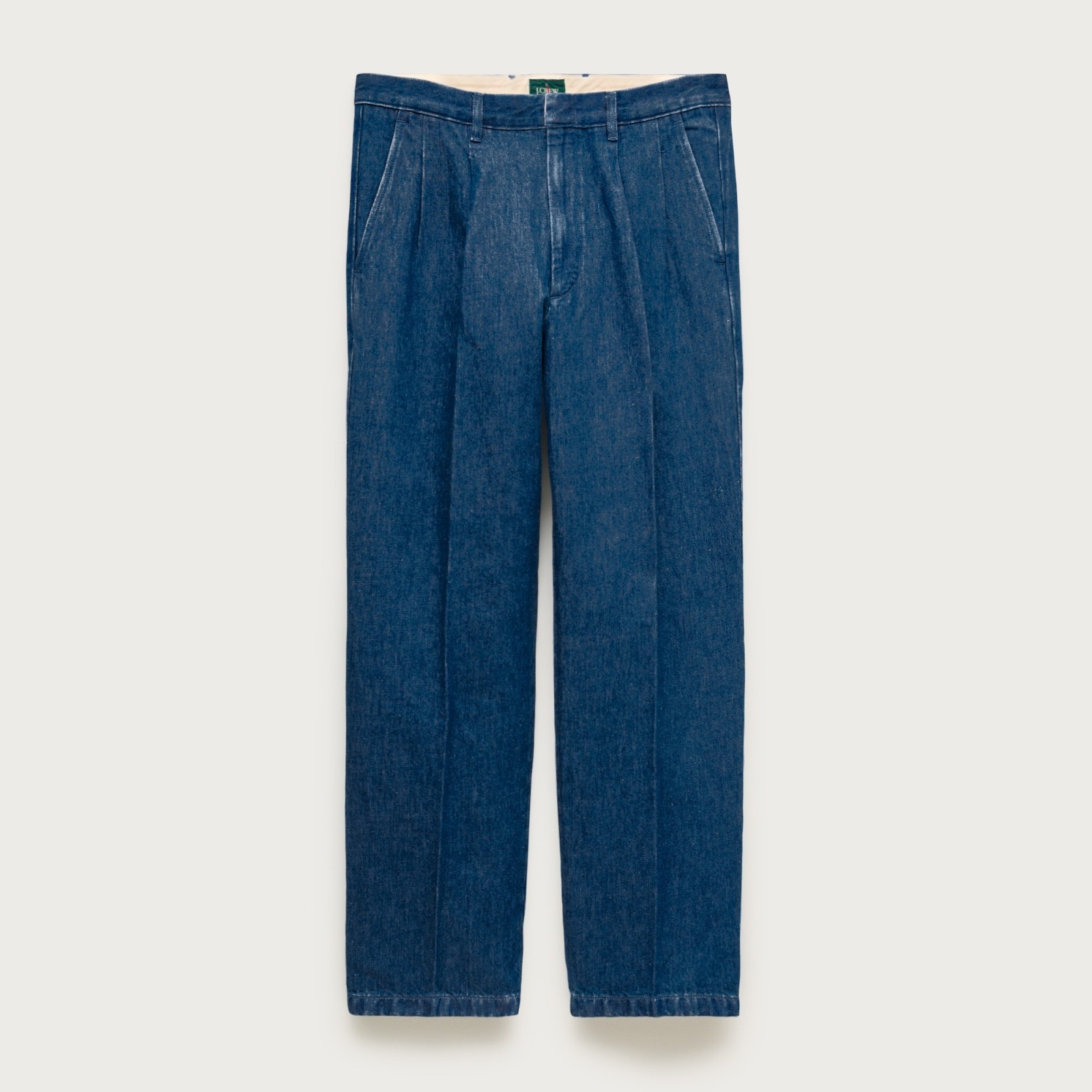 Relaxed-fit double-pleated nautical trouser in cotton-linen blend denim