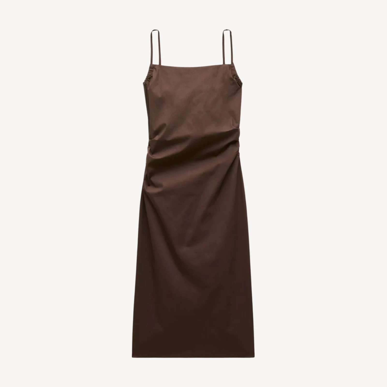 Ruched sheath dress in stretch poplin