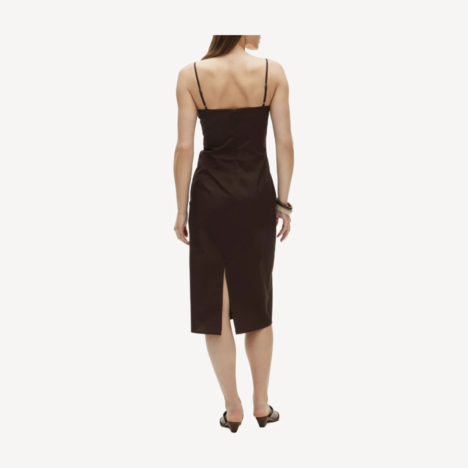 Ruched sheath dress in stretch poplin