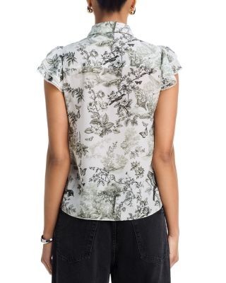 Alice and Olivia Minda Ruffle Sleeve Blouse