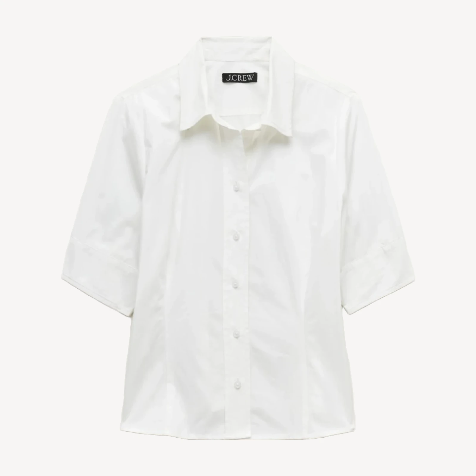 Eleanor slim-fit elbow-sleeve button-up shirt in cotton poplin