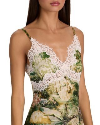 Alice and Olivia Julietta Lace Trim Midi Slip Dress