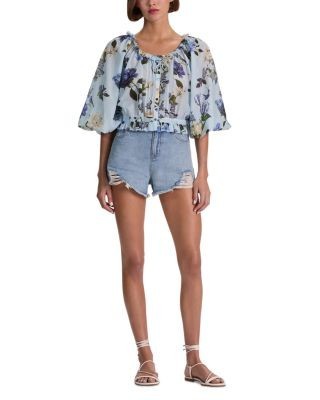 Alice and Olivia Mclaine Elbow Sleeve Cropped Blouse