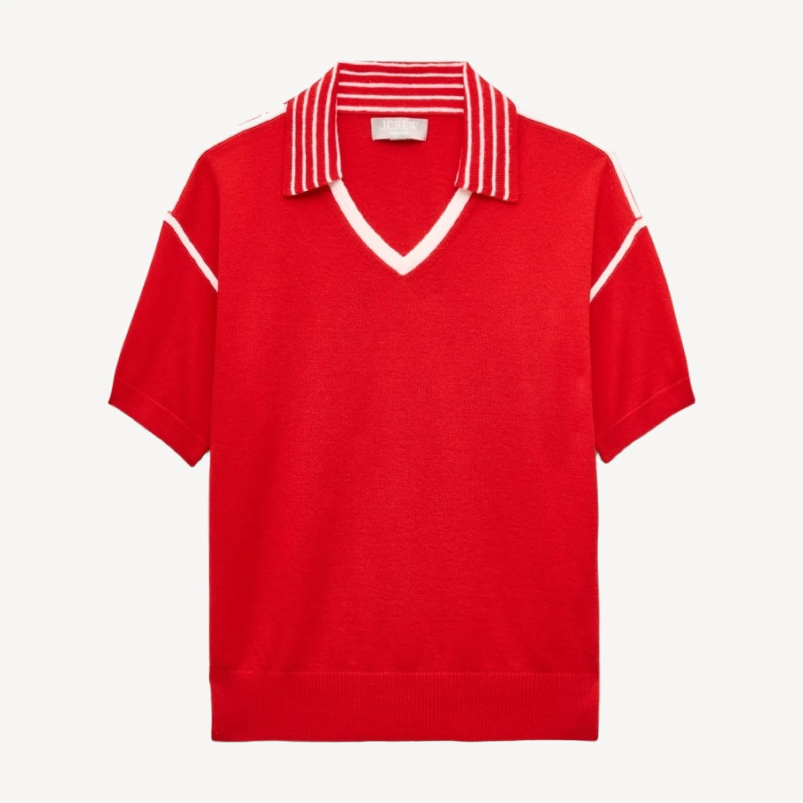 Featherweight cashmere high V-neck sweater-polo