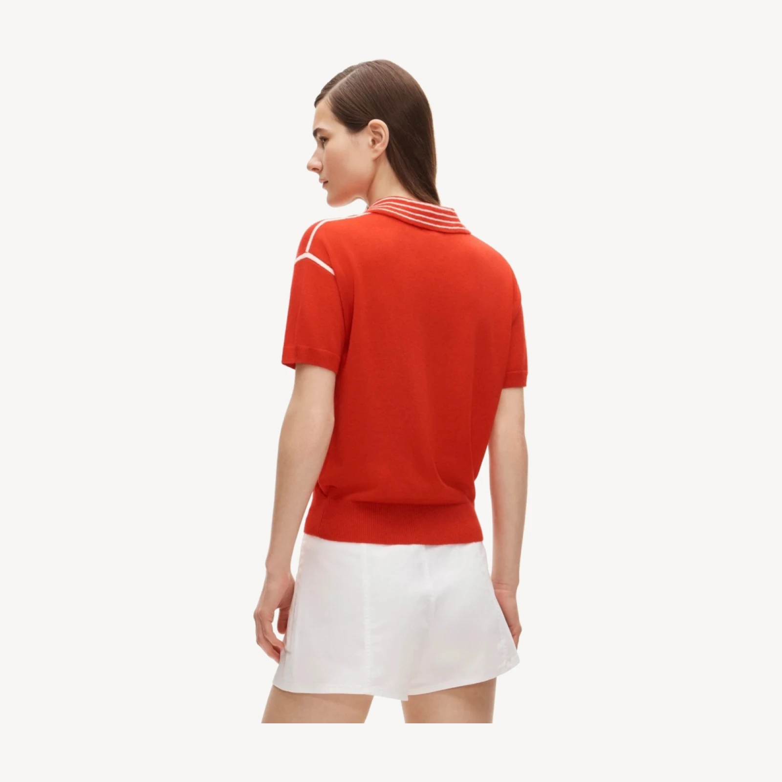 Featherweight cashmere high V-neck sweater-polo