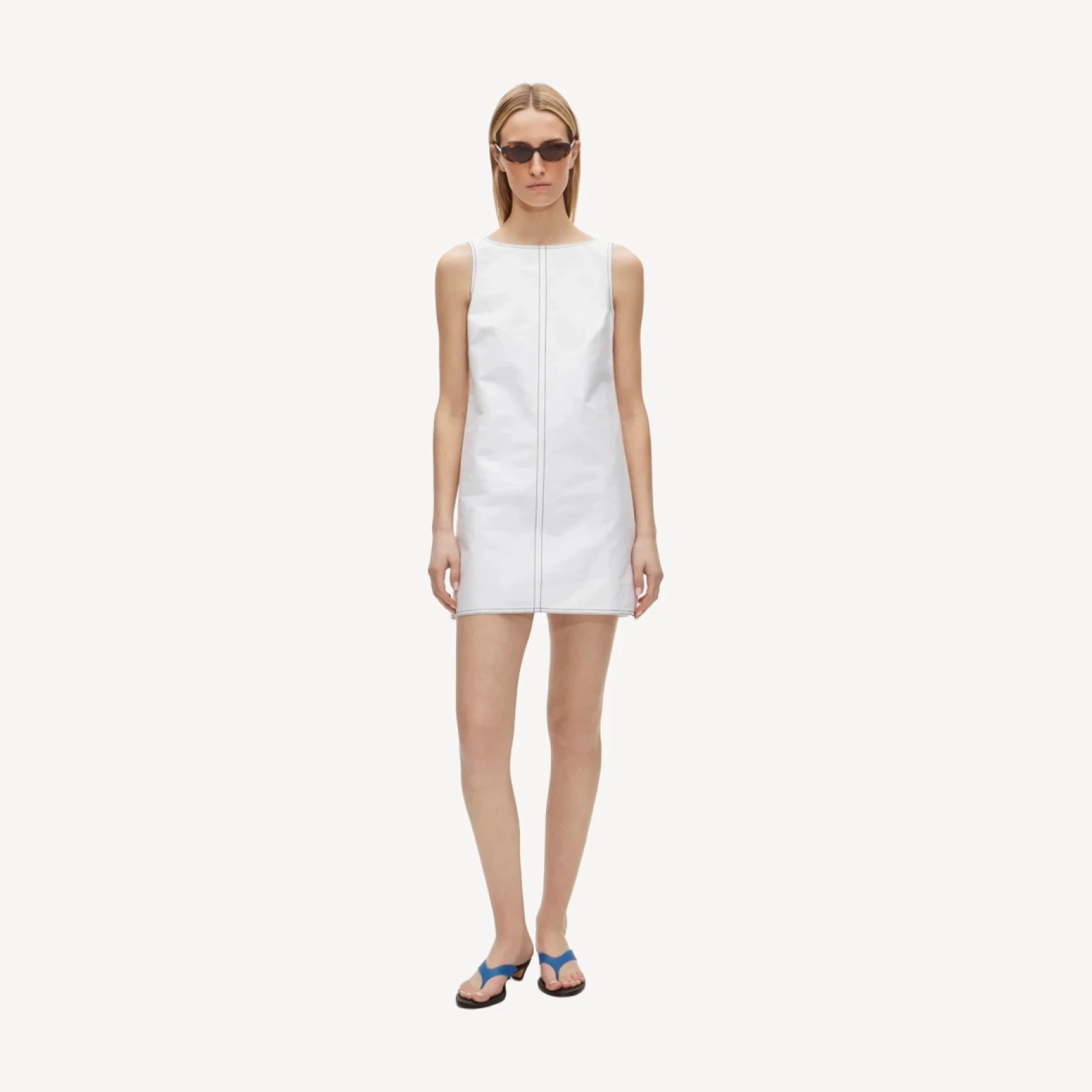 Contrast-stitch Billie dress in double cotton poplin