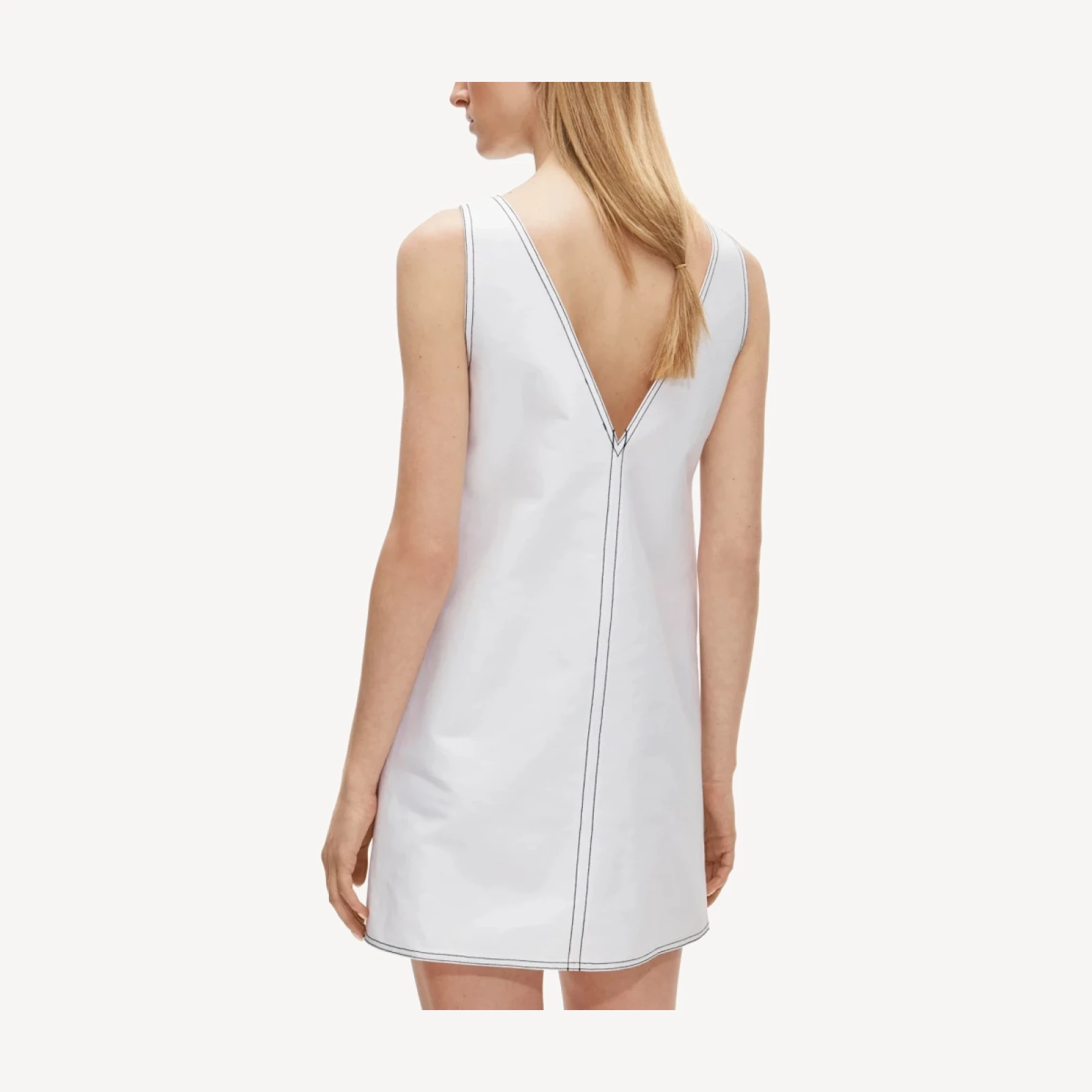 Contrast-stitch Billie dress in double cotton poplin