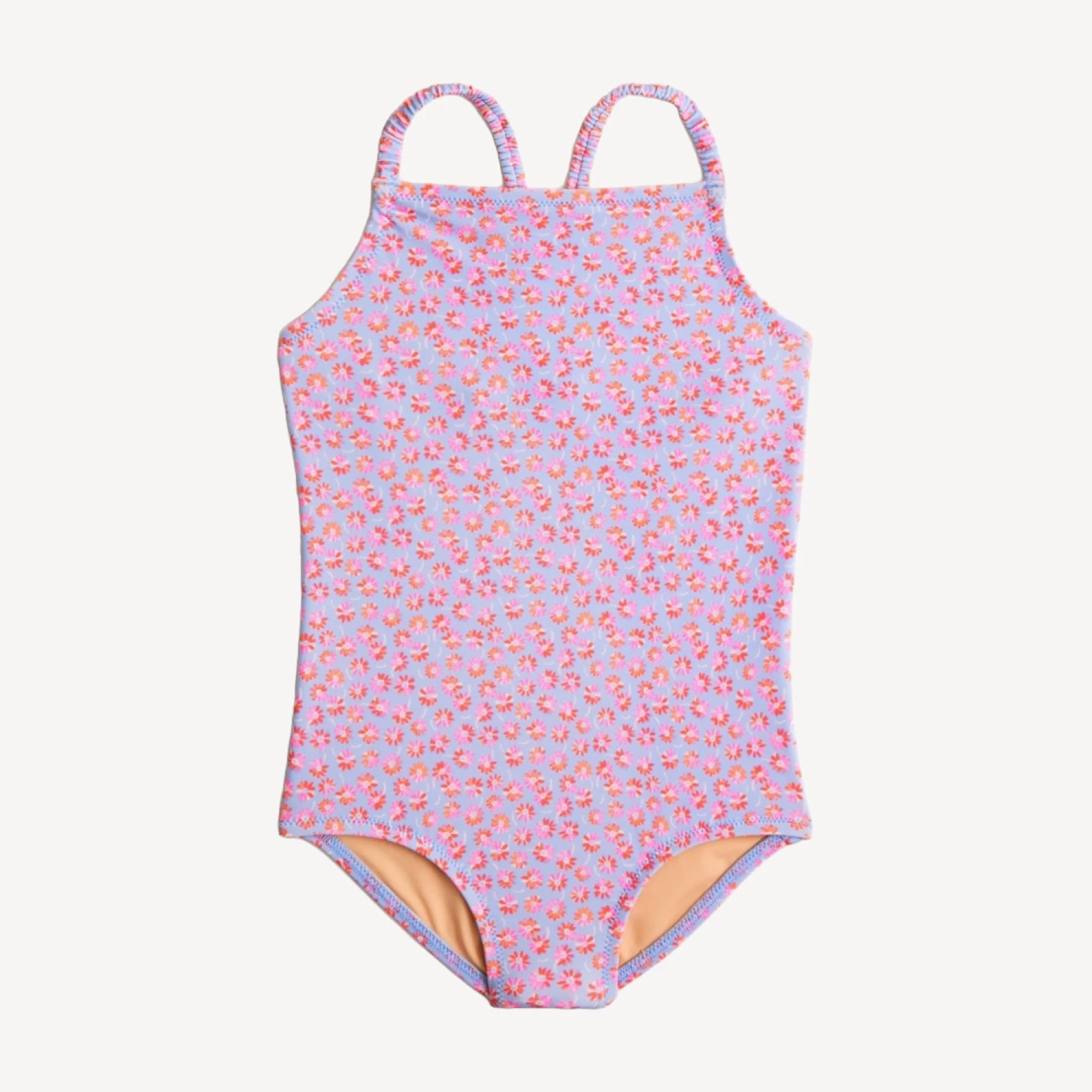 Girls' ruched-strap one-piece swimsuit