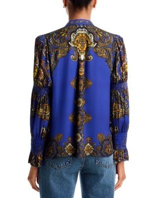 Alice and Olivia Ilan Printed Button Front Blouse