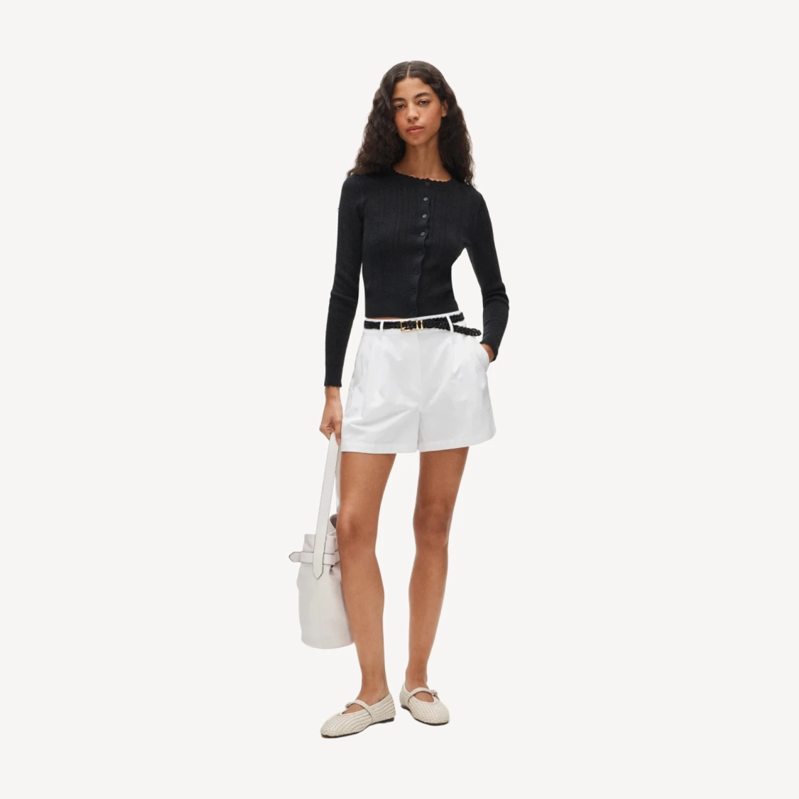 Easy pleated short in cotton-nylon blend