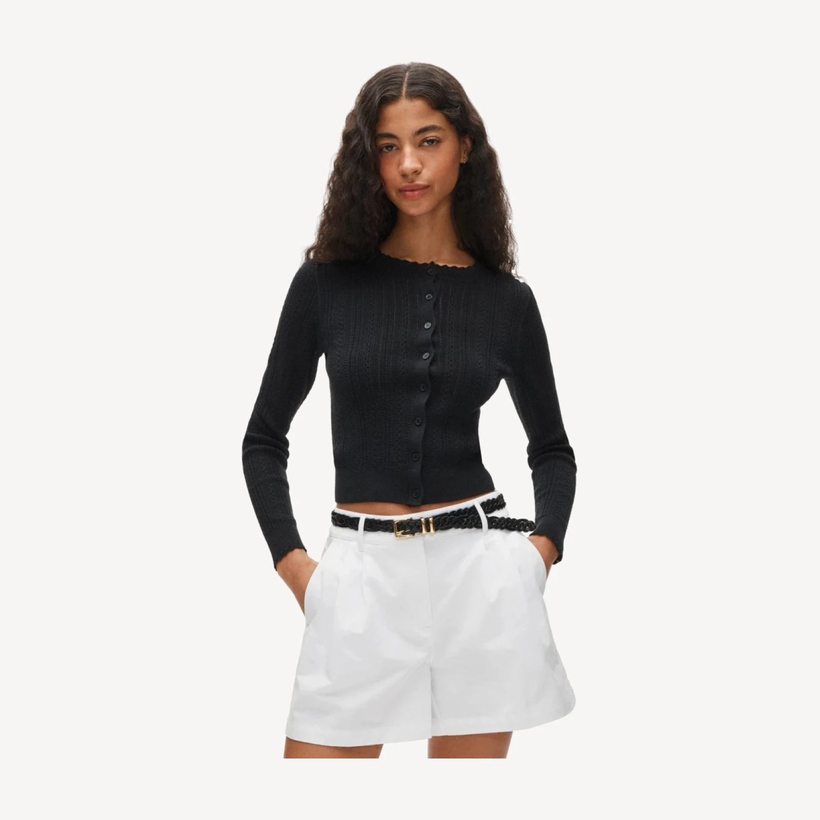 Easy pleated short in cotton-nylon blend