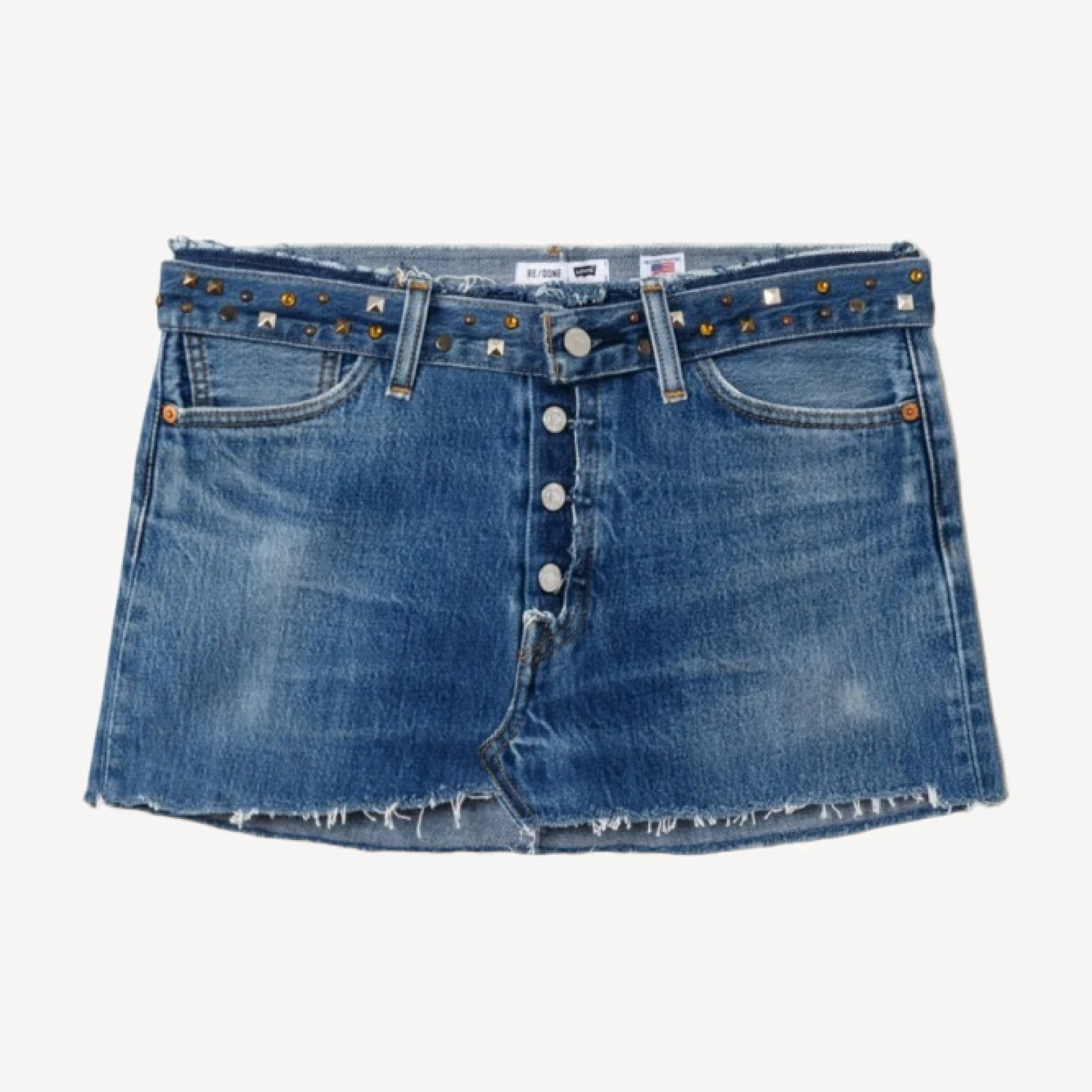 Levi's Multi Stud Raw Waist Mini Skirt - Indigo Multi Stud