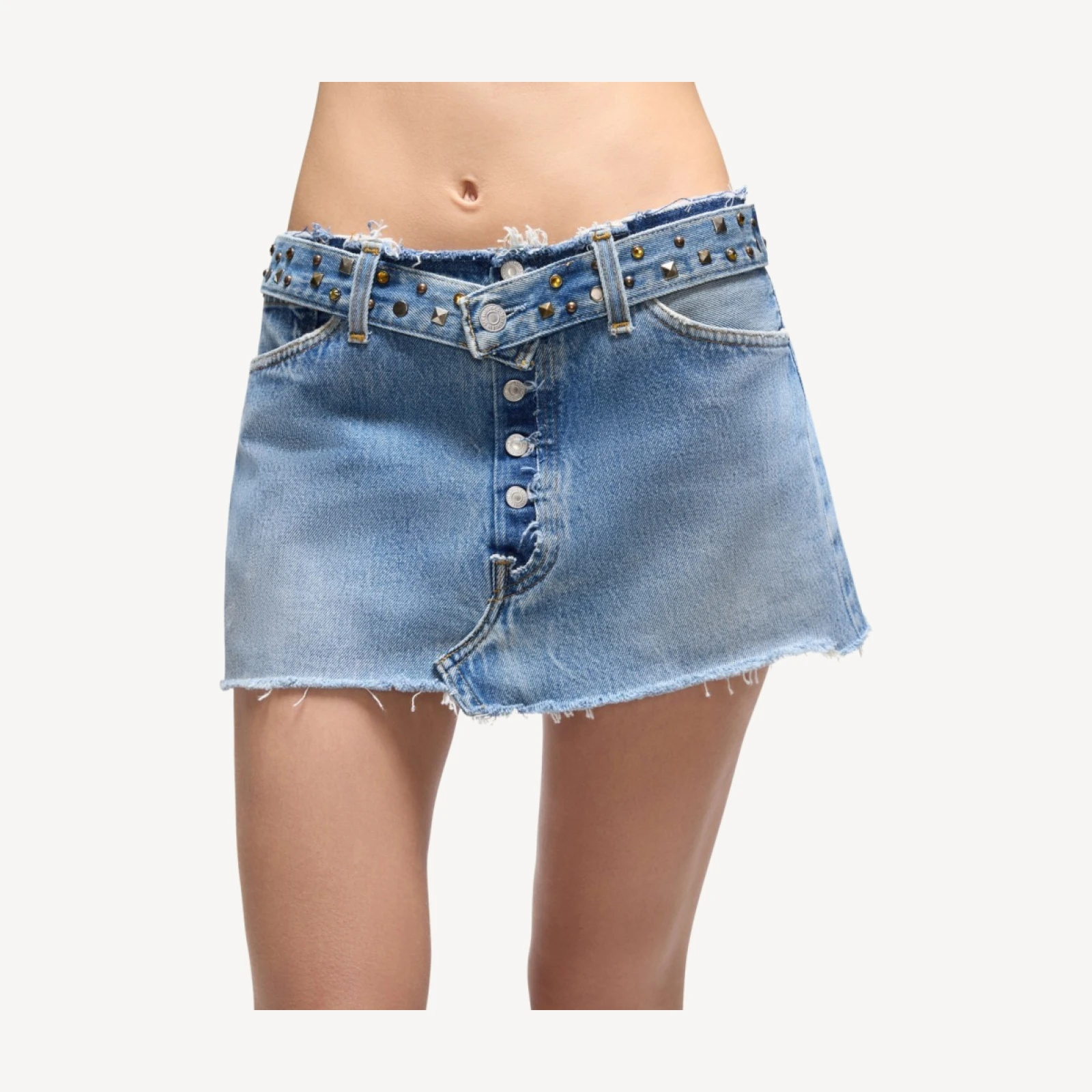 Levi's Multi Stud Raw Waist Mini Skirt - Indigo Multi Stud