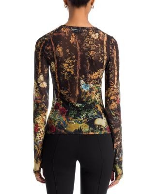 Alice and Olivia Delaina Thumb Hole Crewneck Top