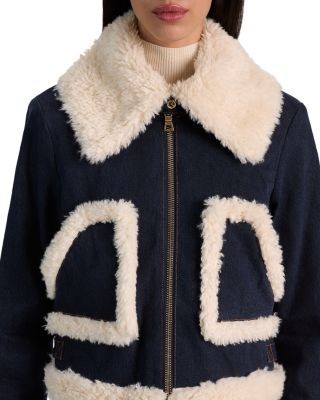 Alice and Olivia Isaiah Denim Aviator Jacket