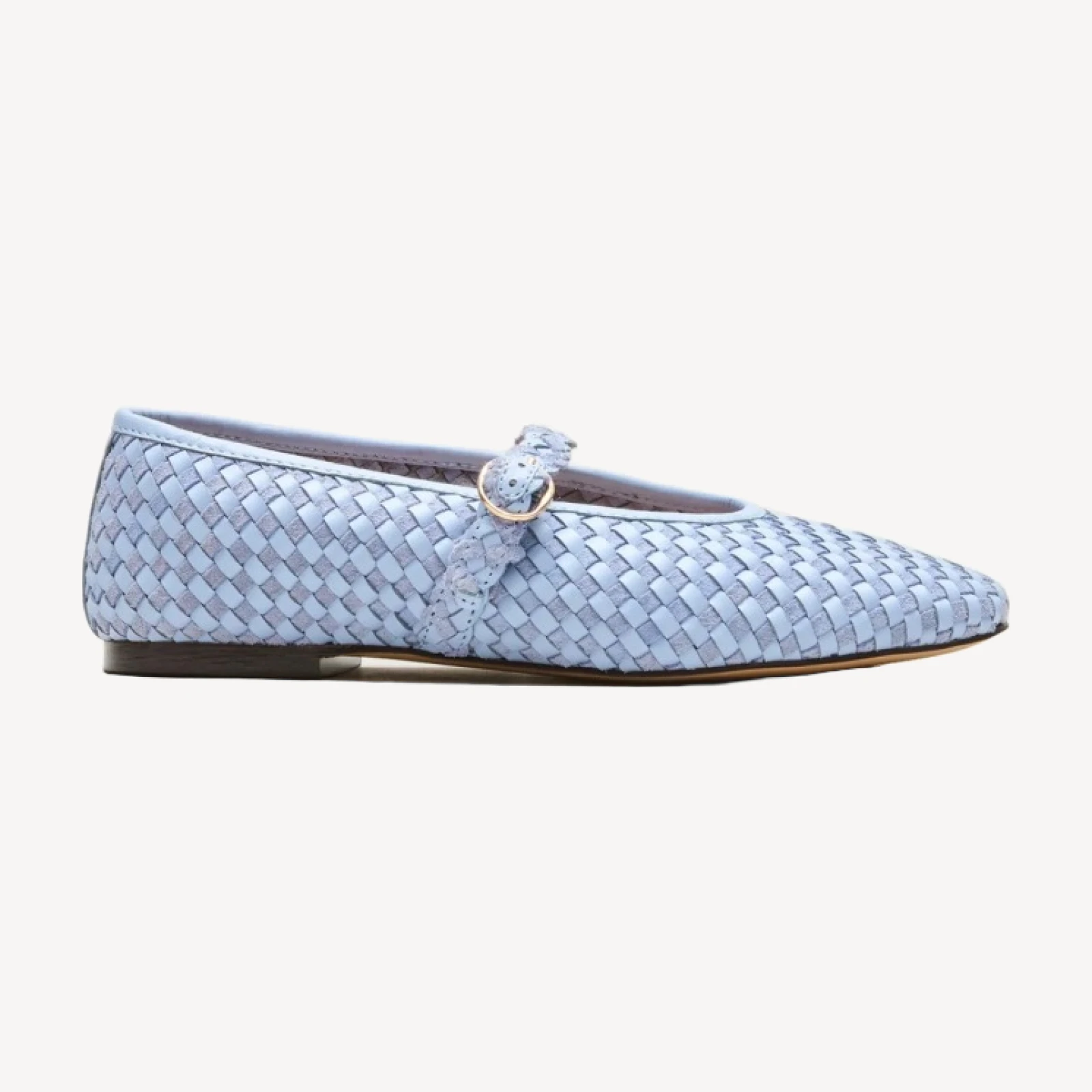 Mary Jane ballet flats in woven leather and suede