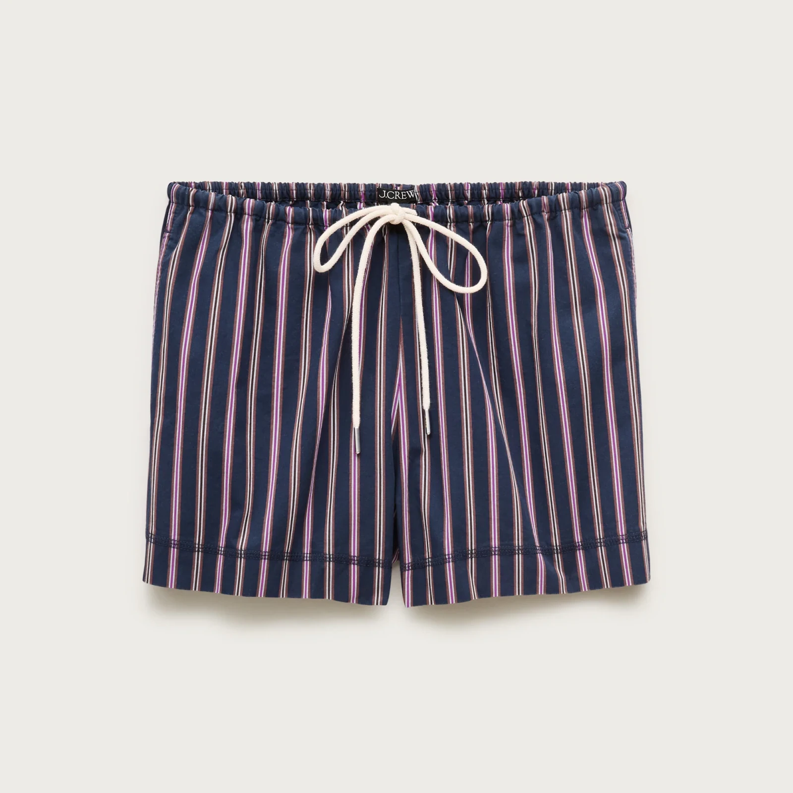 Cruise drawstring short in striped cotton poplin