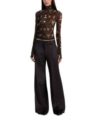 Alice and Olivia Delaina Mesh Turtleneck Top