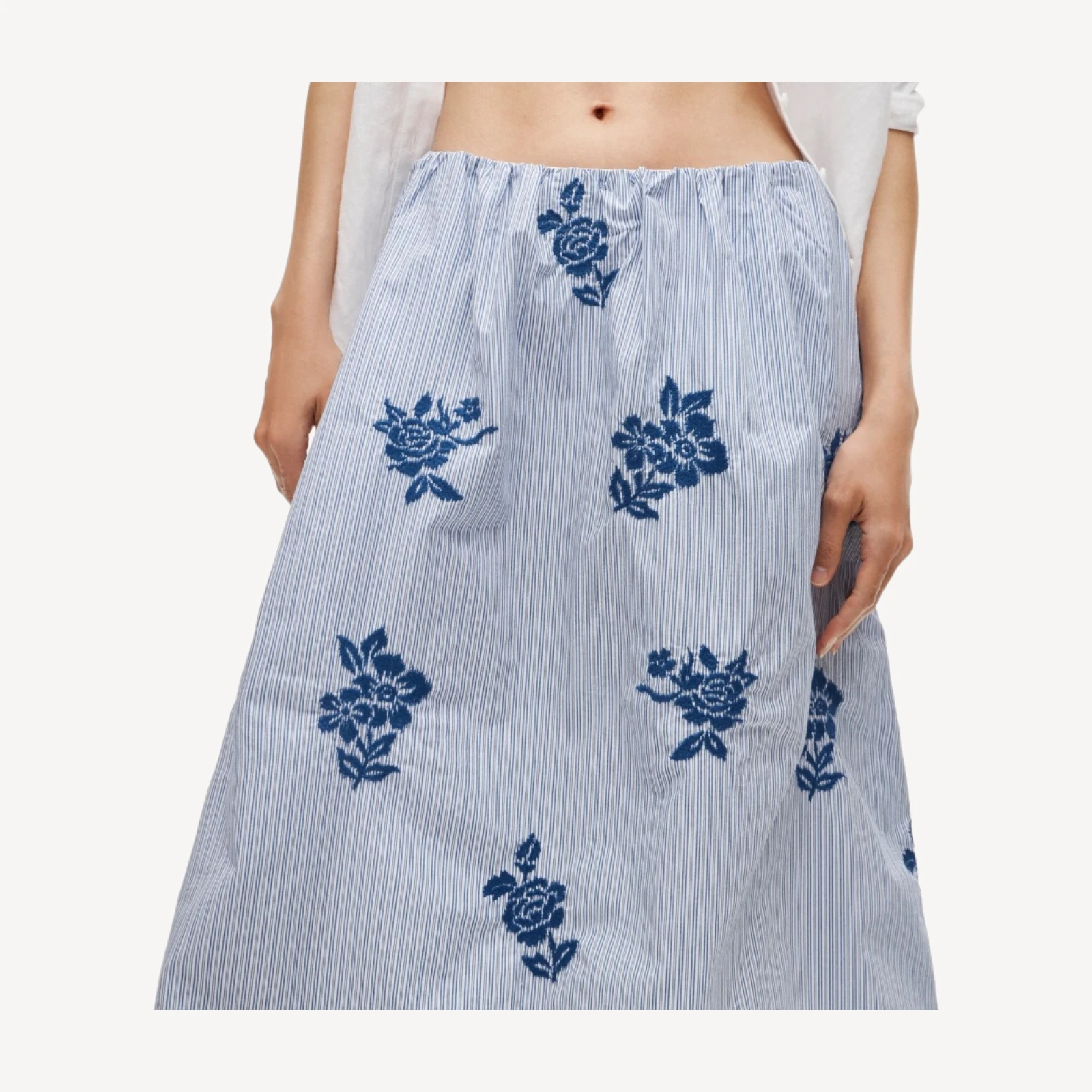 Beckett midi skirt in embroidered floral stripe