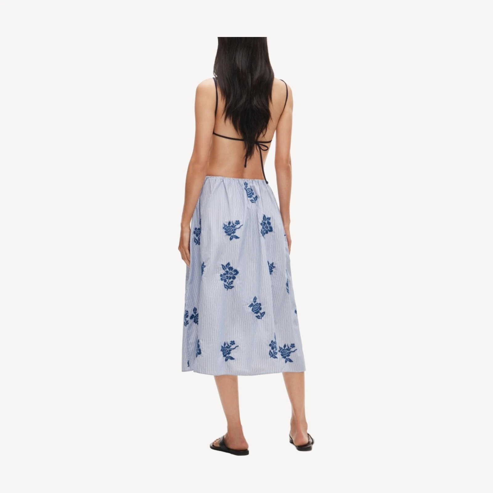 Beckett midi skirt in embroidered floral stripe