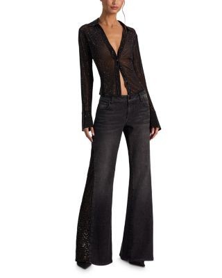Alice and Olivia Freya Embellished Fitted Top