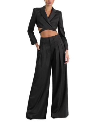 Alice and Olivia Leone Wool Stretch Wrap Blazer