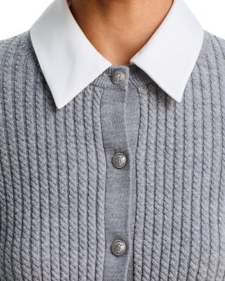 Alice and Olivia Dollie Collared Cashmere & Nylon Cardigan Sweater