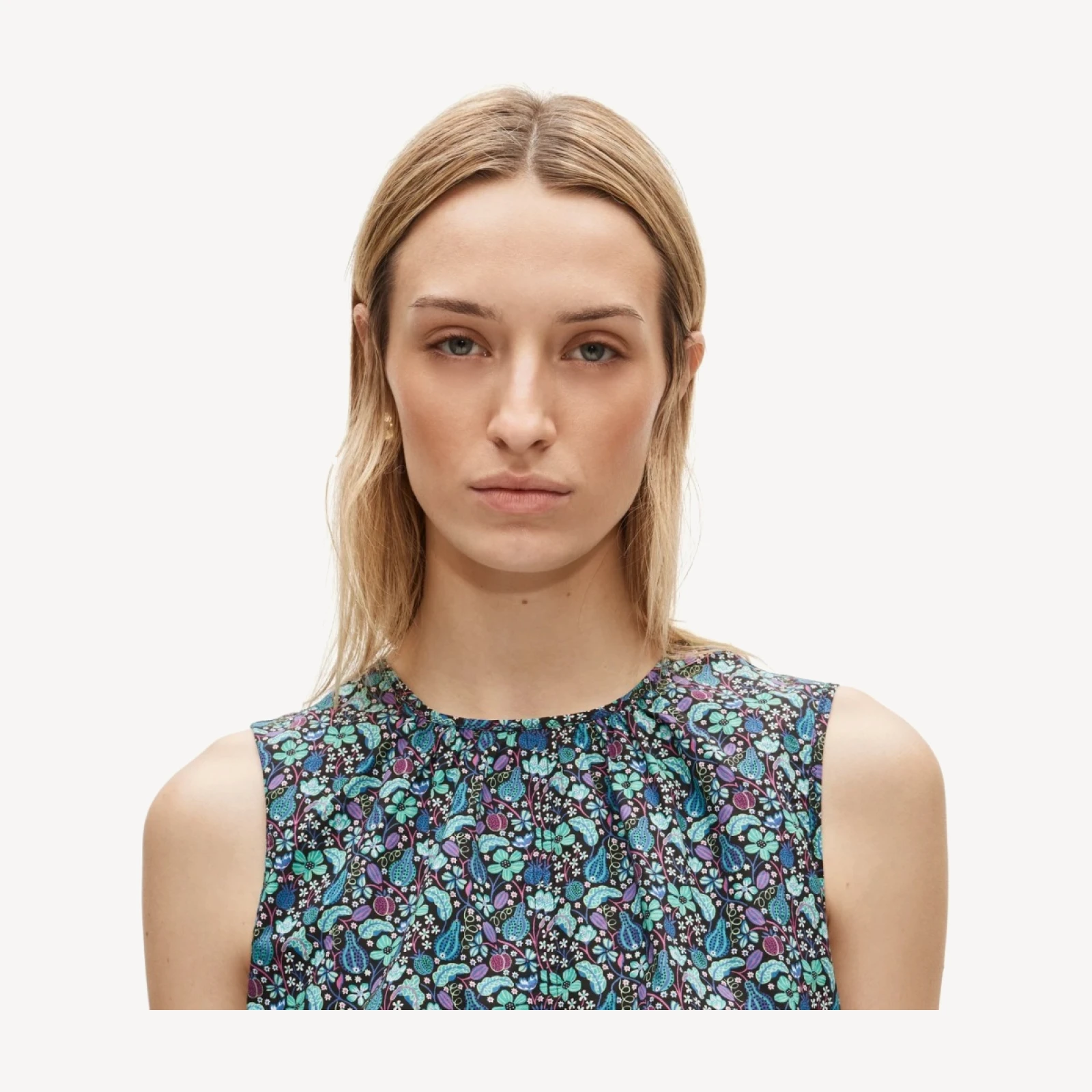 Drawstring-waist tank top in Liberty® floral fabric