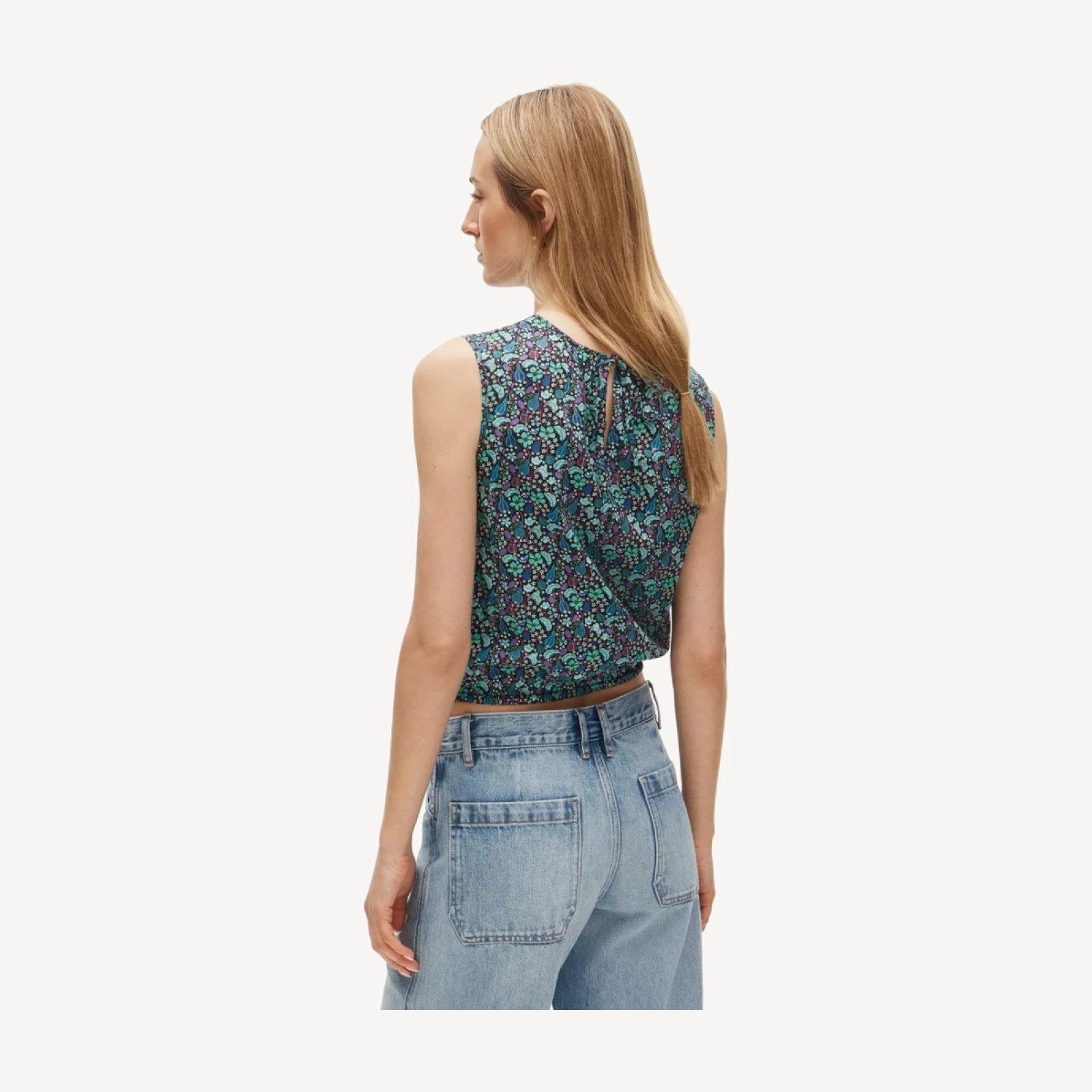 Drawstring-waist tank top in Liberty® floral fabric