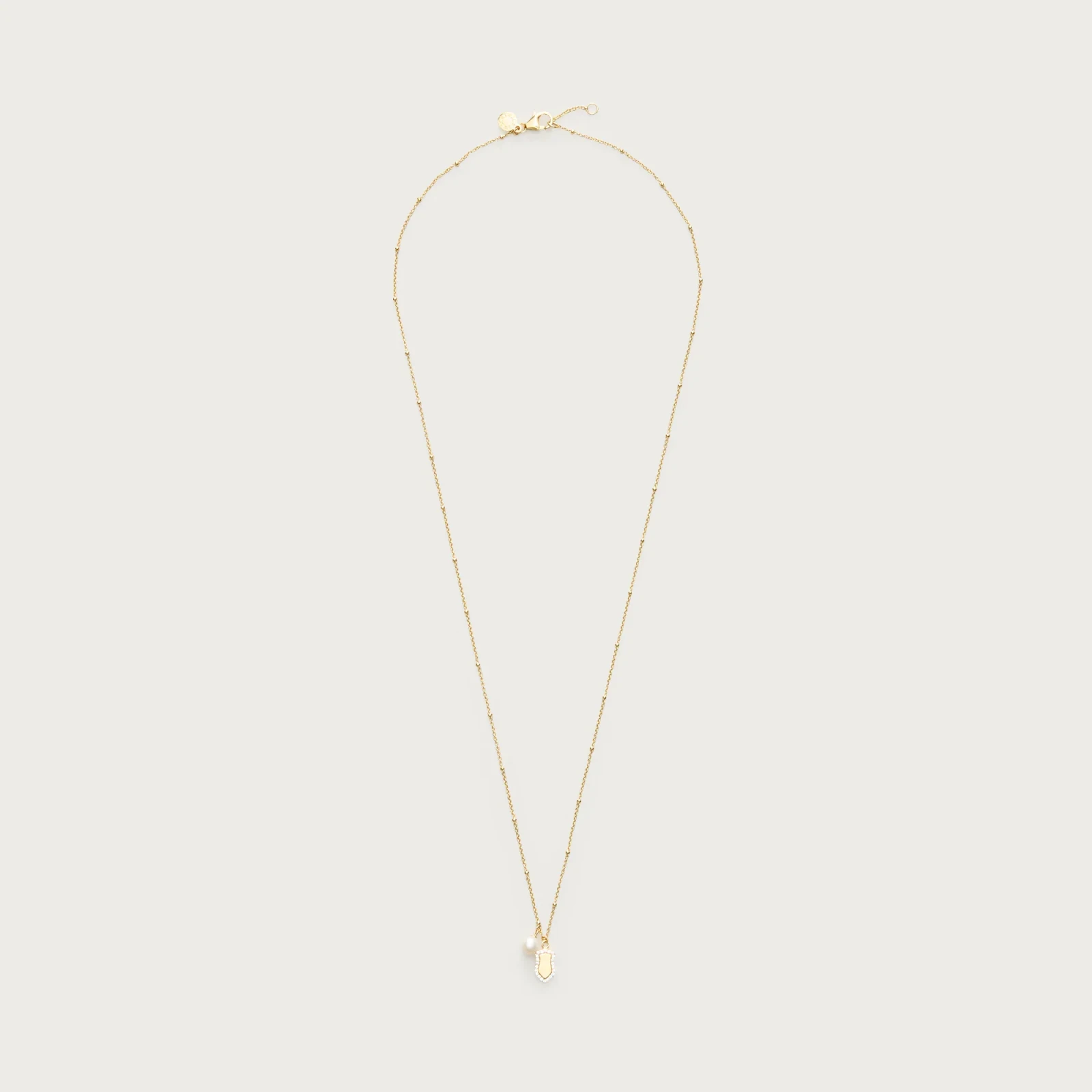 18k gold vermeil freshwater pearl charm necklace