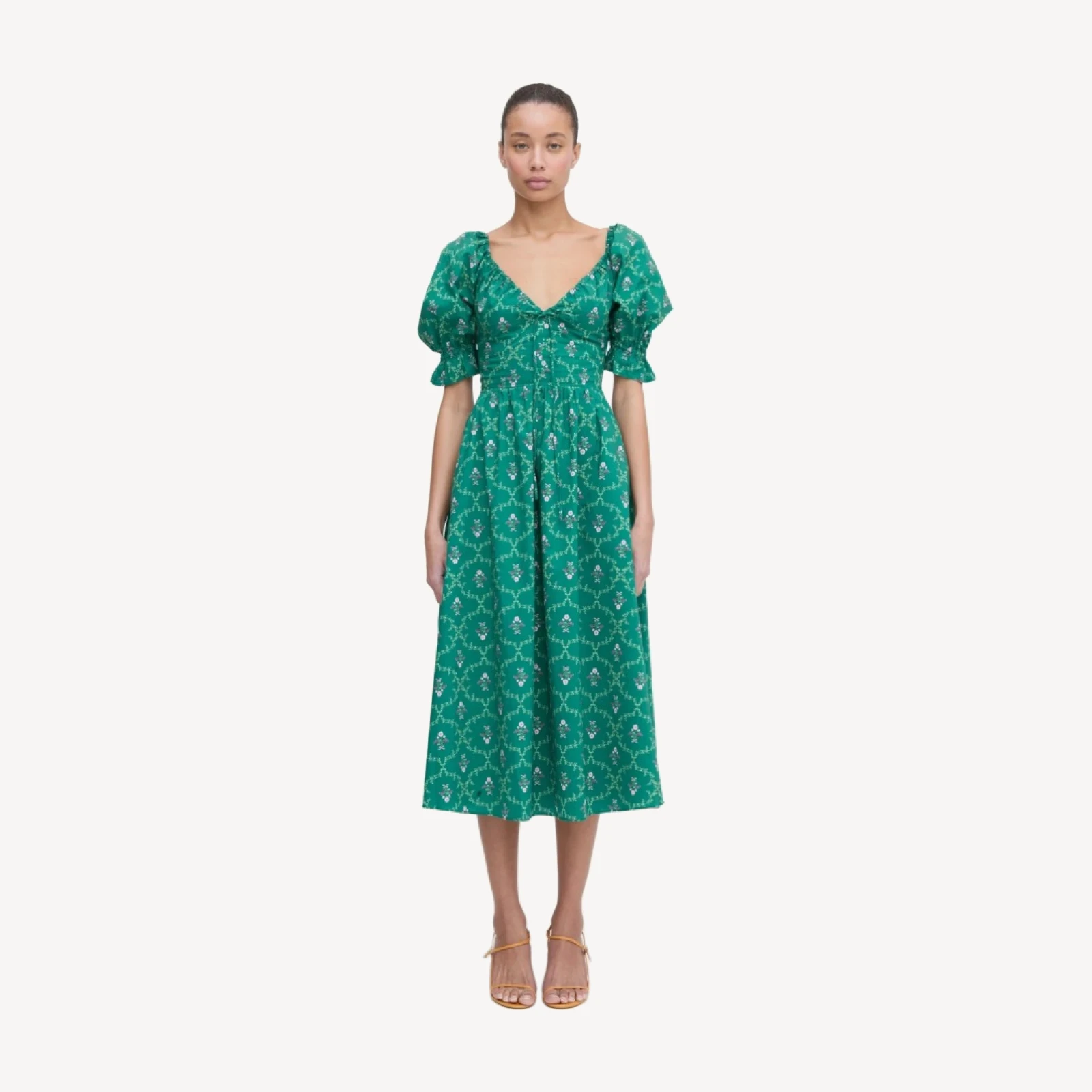 The Ophelia Dress - Emerald Trellis