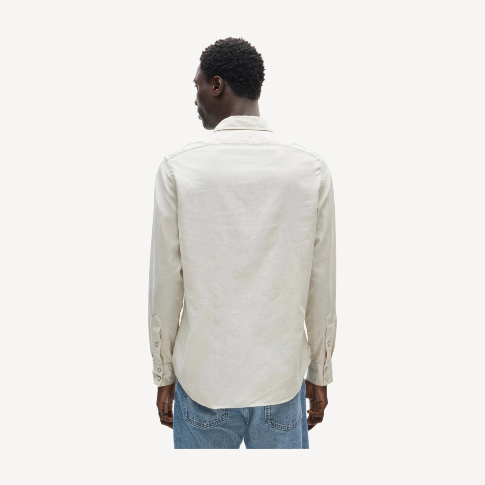 Western chambray shirt in linen-cotton blend