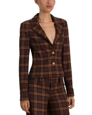 Alice and Olivia Macey Shrunken Roll Cuff Notch Collar Blazer
