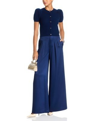 Alice and Olivia Sabine Puffed Sleeve Cashmere Blend Cardigan