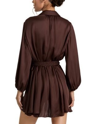 Alice and Olivia Margaux Blouson Sleeve Tie Front Mini Dress