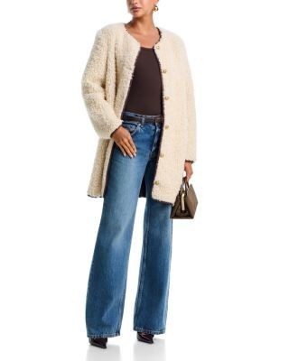 Alice and Olivia Alma Long Faux Suede Teddy Coat