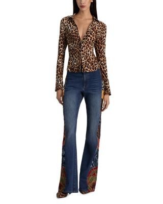 Alice and Olivia Freya Fitted Nipped Waist Button Down Top