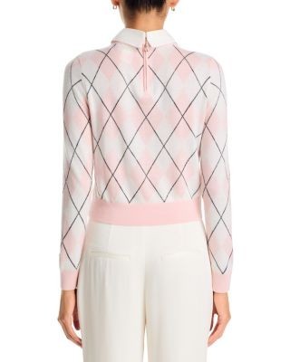 Alice and Olivia Carolann Wool Blend Collared Sweater