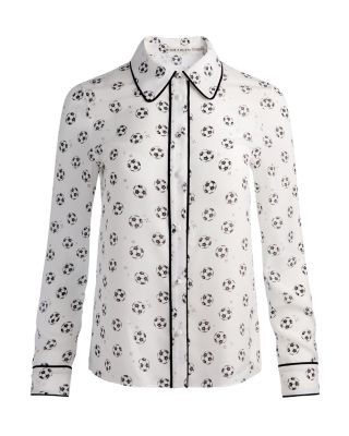 Alice and Olivia Willa Piping Trim Placket Top