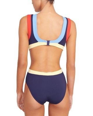 Staud Dolce One Piece Swimsuit in Navy Colorblock