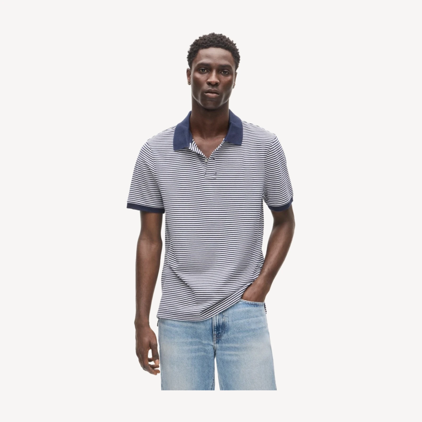 Piqué polo shirt in stripe